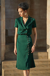 Verdant Vogue Skirt and Blouse Set